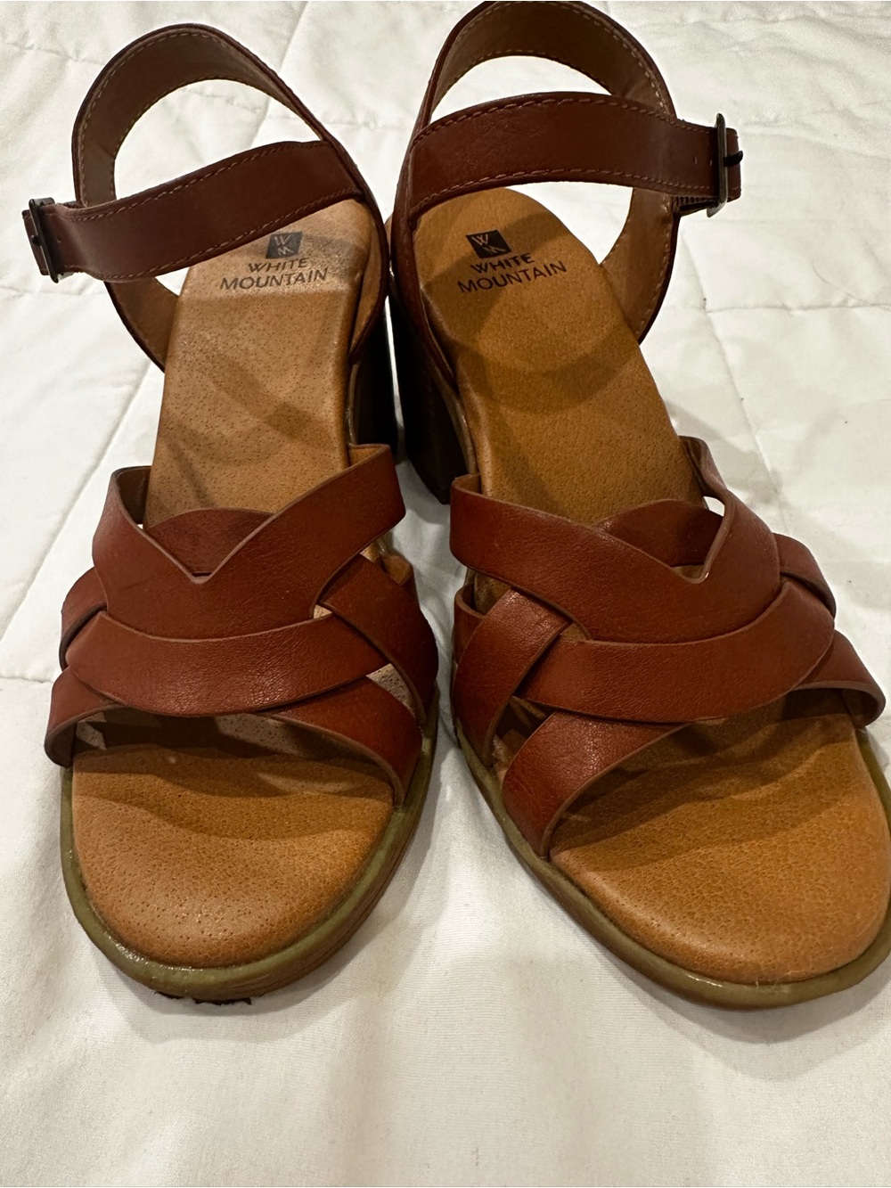 White Mountain Brown Strappy Faux Leather Sandals